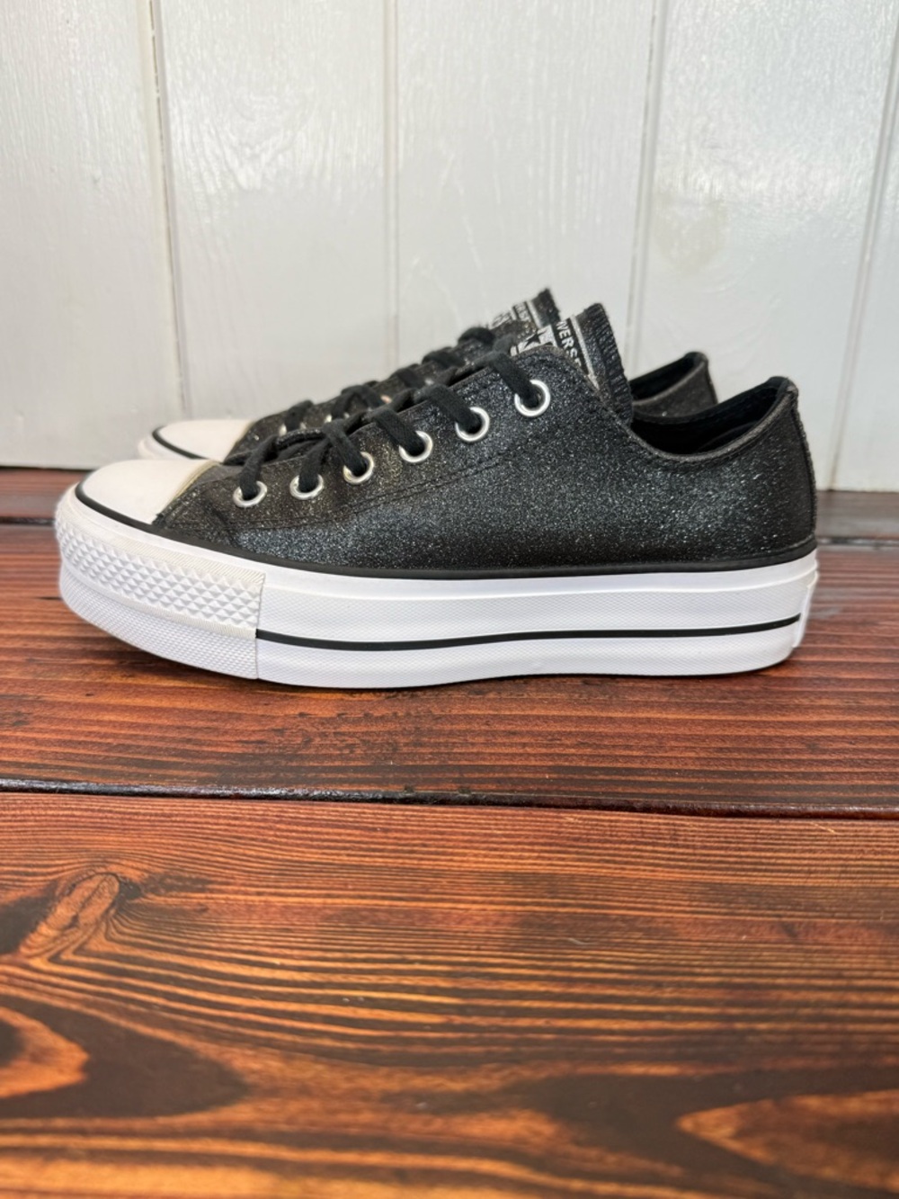 Converse Chuck Taylor All Star Lift Platform Glitter Sneakers Black Sparkle